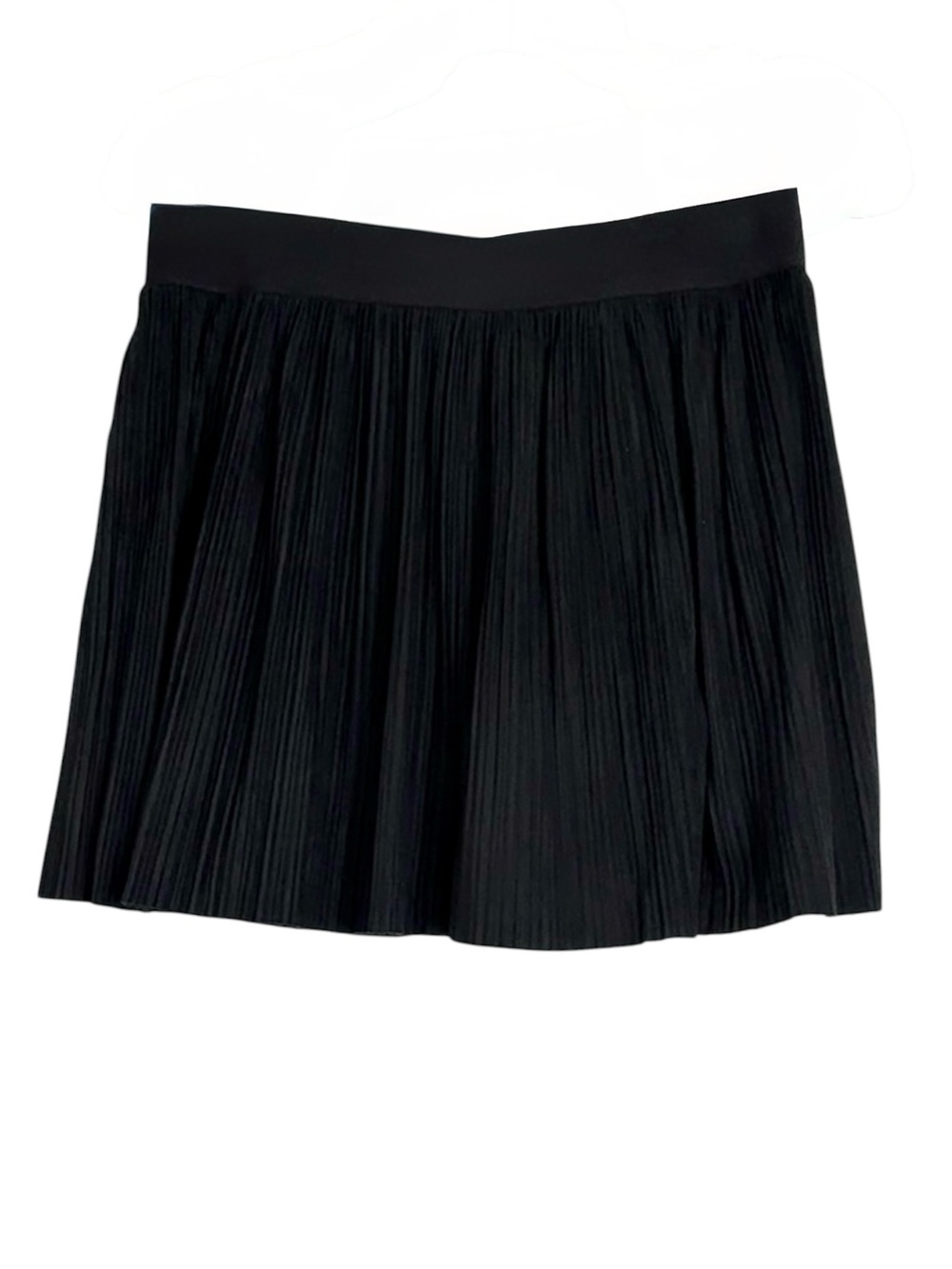 BCBGMaxAzria Kaysa Black Pleated Faux Suede Mini Skirt